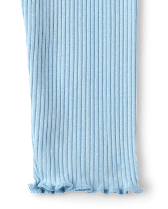 Baby And Toddler Girls Ribbed Lettuce Leggings - BLUE AIR