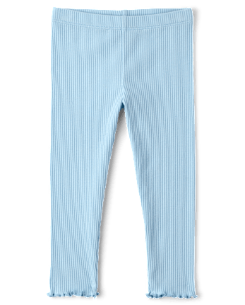 Baby And Toddler Girls Ribbed Lettuce Leggings - BLUE AIR