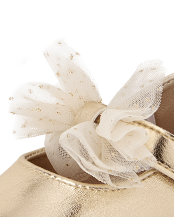 Baby Girls Metallic Bow Ballet Flats - GOLD