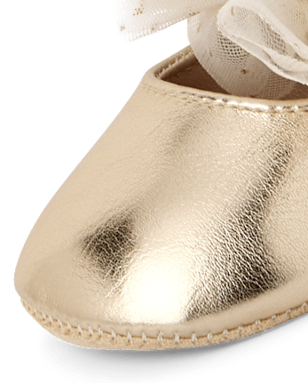 Baby Girls Metallic Bow Ballet Flats - GOLD