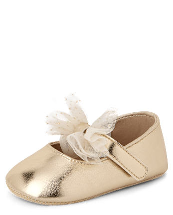 Baby Girls Metallic Bow Ballet Flats - GOLD