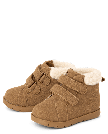 Baby Boys First Steps Teddy Boots - BROWN