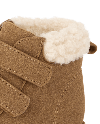 Baby Boys First Steps Teddy Boots - BROWN