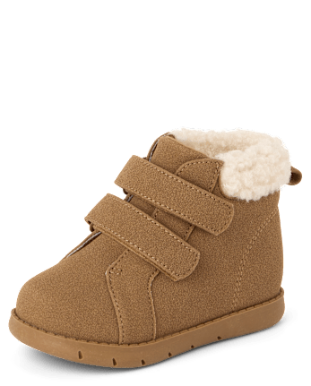 Baby Boys First Steps Teddy Boots - BROWN