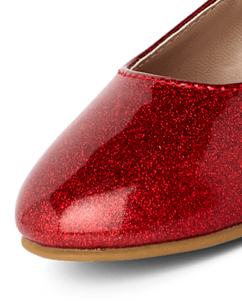 Toddler Girls Glitter Bow Ballet Flats - RED