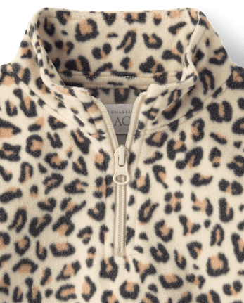 Toddler Girls Print Microfleece Quarter Zip Pullover - HAY STACK