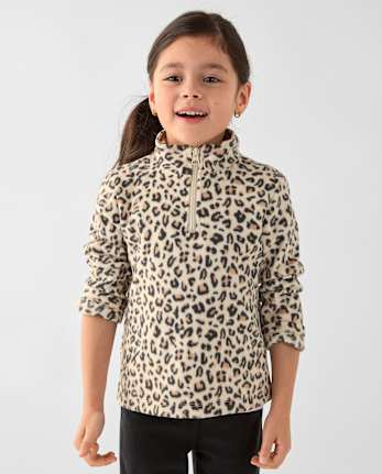 Toddler Girls Print Microfleece Quarter Zip Pullover - HAY STACK