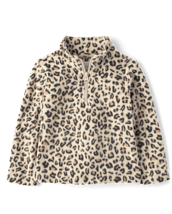 Toddler Girls Print Microfleece Quarter Zip Pullover - HAY STACK