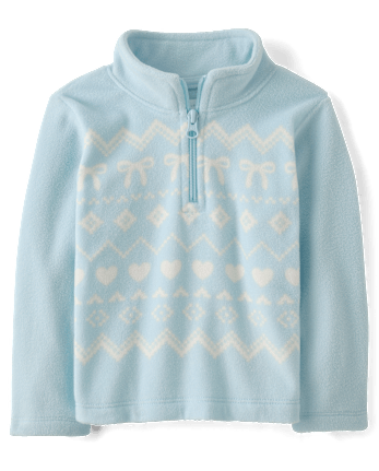 Toddler Girls Print Microfleece Quarter Zip Pullover