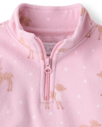 Toddler Girls Print Microfleece Quarter Zip Pullover