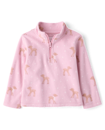 Toddler Girls Print Microfleece Quarter Zip Pullover