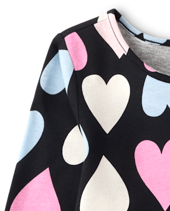 Toddler Girls Print Peplum Top - BLACK