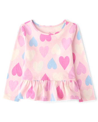 Toddler Girls Print Peplum Top - ROSE MIST