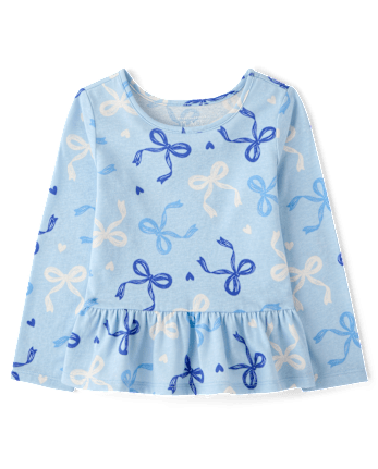Toddler Girls Print Peplum Top - BLUE AIR
