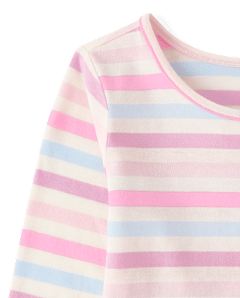 Toddler Girls Striped Peplum Top - FAIR IVORY 1