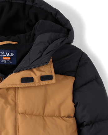 Boys Colorblock Microfleece Lined Parka Jacket - BLACK