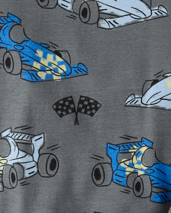 Boys Racecar Snug Fit Cotton Pajamas - CHALKBOARD