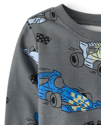 Boys Racecar Snug Fit Cotton Pajamas - CHALKBOARD
