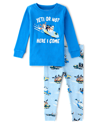 Baby And Toddler Boys Yeti Snug Fit Cotton Pajamas - CLOUDLESS