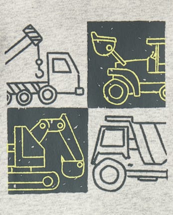 Baby And Toddler Boys Construction Vehicle Snug Fit Cotton Pajamas - CHALKBOARD
