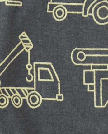 Baby And Toddler Boys Construction Vehicle Snug Fit Cotton Pajamas - CHALKBOARD