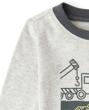 Baby And Toddler Boys Construction Vehicle Snug Fit Cotton Pajamas - CHALKBOARD