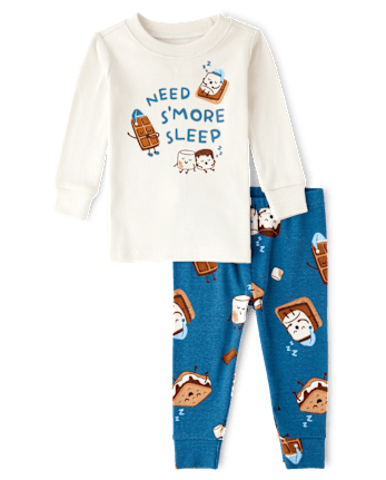 Baby And Toddler Boys S'mores Snug Fit Cotton Pajamas - SHADOW BLUE