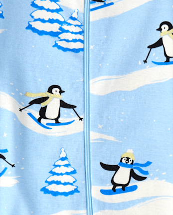 Baby And Toddler Boys Penguin Snug Fit Cotton Footed One Piece Pajamas - CLOUDLESS