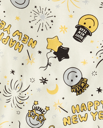 Kids New Year's Eve Snug Fit Cotton Pajamas - FAIR IVORY 1