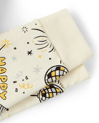 Kids New Year's Eve Snug Fit Cotton Pajamas - FAIR IVORY 1