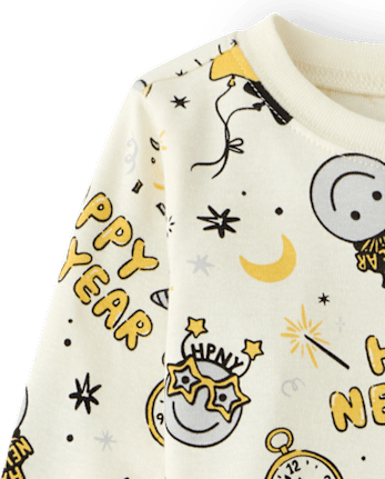 Baby And Toddler New Year's Eve Snug Fit Cotton Pajamas - FAIR IVORY 1