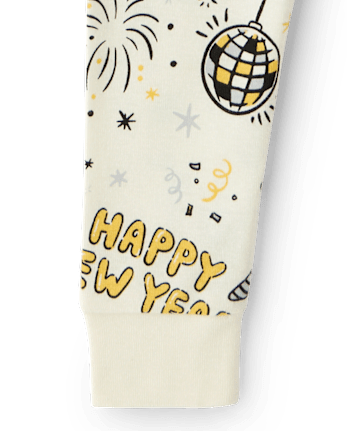 Baby And Toddler New Year's Eve Snug Fit Cotton Pajamas - FAIR IVORY 1