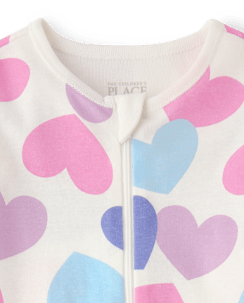 Baby And Toddler Girls Heart Snug Fit Cotton Footed One Piece Pajamas - LAVENDULA