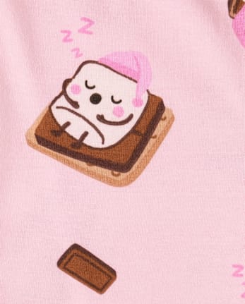Girls S'mores Snug Fit Cotton Pajamas - ROSE MIST
