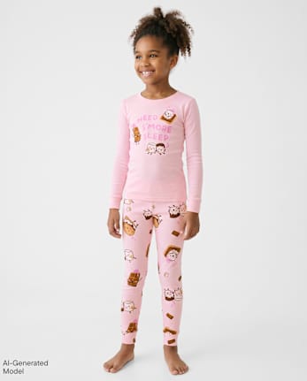 Girls S'mores Snug Fit Cotton Pajamas - ROSE MIST