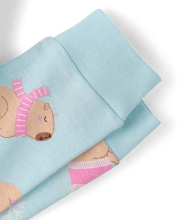Girls Winter Capybara Snug Fit Cotton Pajamas - ARCHERY BLUE NEON