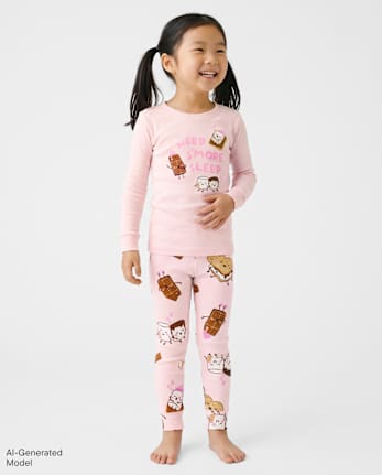 Baby And Toddler Girls S'mores Snug Fit Cotton Pajamas - ROSE MIST