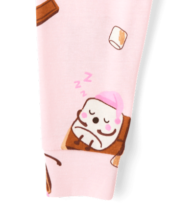 Baby And Toddler Girls S'mores Snug Fit Cotton Pajamas - ROSE MIST