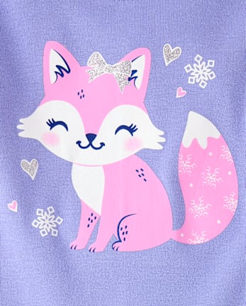 Baby And Toddler Girls Glitter Fox Snug Fit Cotton Pajamas - LAVENDULA