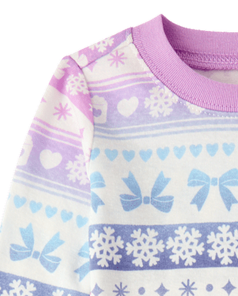 Baby And Toddler Girls Bow Fairisle Snug Fit Cotton Pajamas - SIMPLYWHT