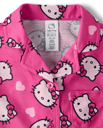 Girls Hello Kitty® Button Front Pajamas - SUGARCANDY