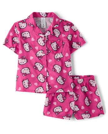 Girls Hello Kitty® Button Front Pajamas - SUGARCANDY