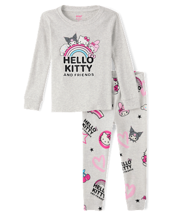 Baby And Toddler Girls Hello Kitty® And Friends Rainbow Snug Fit Cotton Pajamas - H/T LUNAR