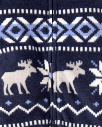 Baby And Toddler Boys Winter Fairisle Dream Fleece Footed One Piece Pajamas - SAPPHIRE ICE CL