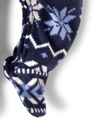 Baby And Toddler Boys Winter Fairisle Dream Fleece Footed One Piece Pajamas - SAPPHIRE ICE CL