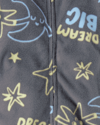 Baby And Toddler Dream Big Dream Fleece Footed One Piece Pajamas - CHALKBOARD