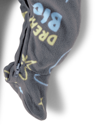 Baby And Toddler Dream Big Dream Fleece Footed One Piece Pajamas - CHALKBOARD