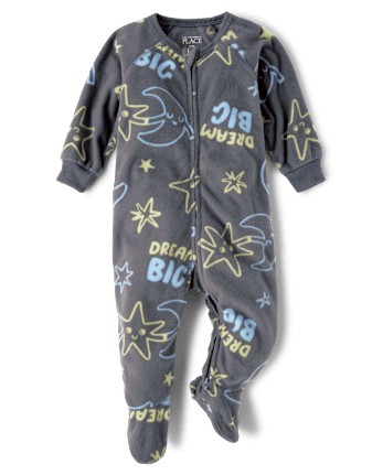 Baby And Toddler Dream Big Dream Fleece Footed One Piece Pajamas - CHALKBOARD