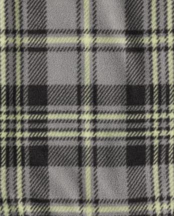 Boys Plaid Dream Fleece Pajama Pants - WEATHERED STEEL