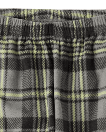 Boys Plaid Dream Fleece Pajama Pants - WEATHERED STEEL